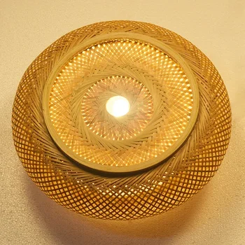 Wabi Sabi Hanging Lamp  Rattan Wicker LED Pendant Lamp Shade Restaurant Home Room Decorative Art Suspended Bamboo Chandelier 4