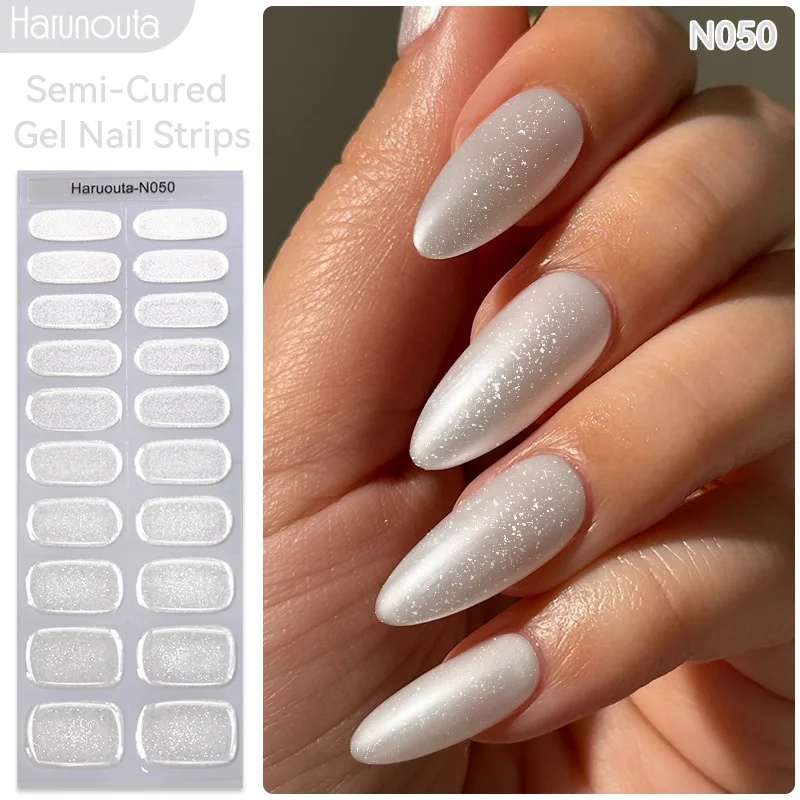 Harunouta Auroras Semi Cured Gel Nail Strips Waterproof Self Adhesive Nail Sticker Long Lasting Gel Polish Stickers for Nails 2