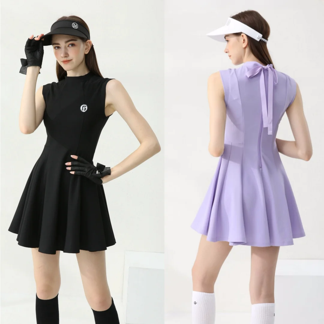 Autumn golf women's tennis dress suit with short skirt and short sleeves Han version tailored fit women's golf clothing