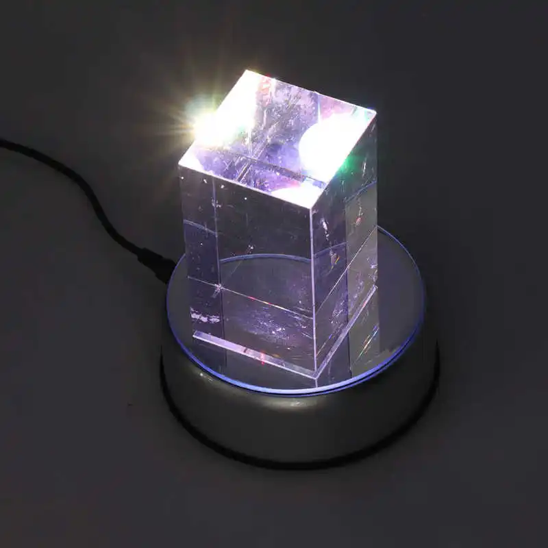Rotating Light Display Base 360 Degree Rotating Display Stand USB Charging for Resin Objects Cups Crystals