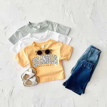 Summer Newborn 2PCS Baby Boys Clothes Toddler Outfit Sets T-shirt+Denim Shorts Clothing Letter Print Casual 0-3Y Kids Clothes