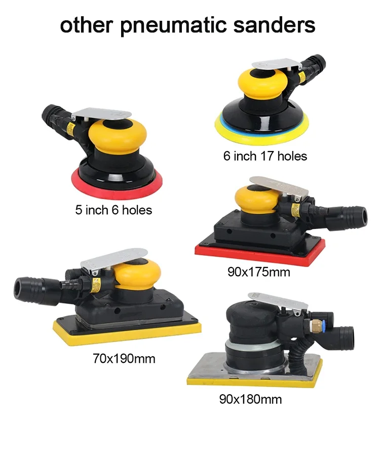 Factory 6 Inch Round Pneumatic Dust Free Dry Sanding Orbital Sander Working Machine