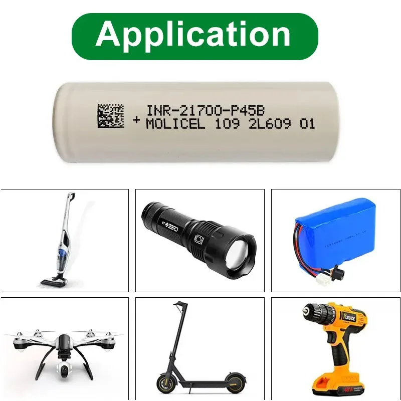Molicel-bateria de Descarga Original para Ferramenta Elétrica 3.6v 21700 P45b Inr21700-p45b 4500mah 45a 16 Pcs - Image 3
