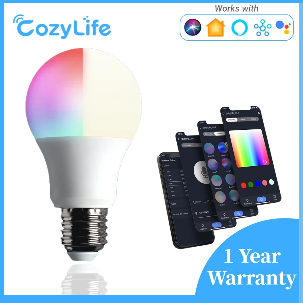

Умная лампа CozyLife с поддержкой Apple HomeKit, A60/E27, 9 Вт, 2700 лм