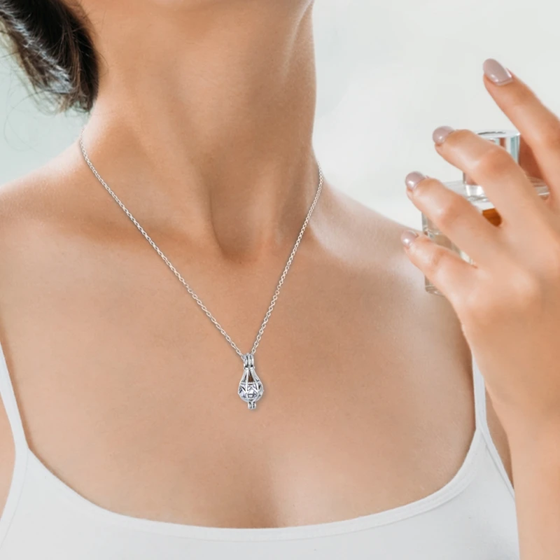 Hollow Teardrop Urn Necklace for Ashes Memorial