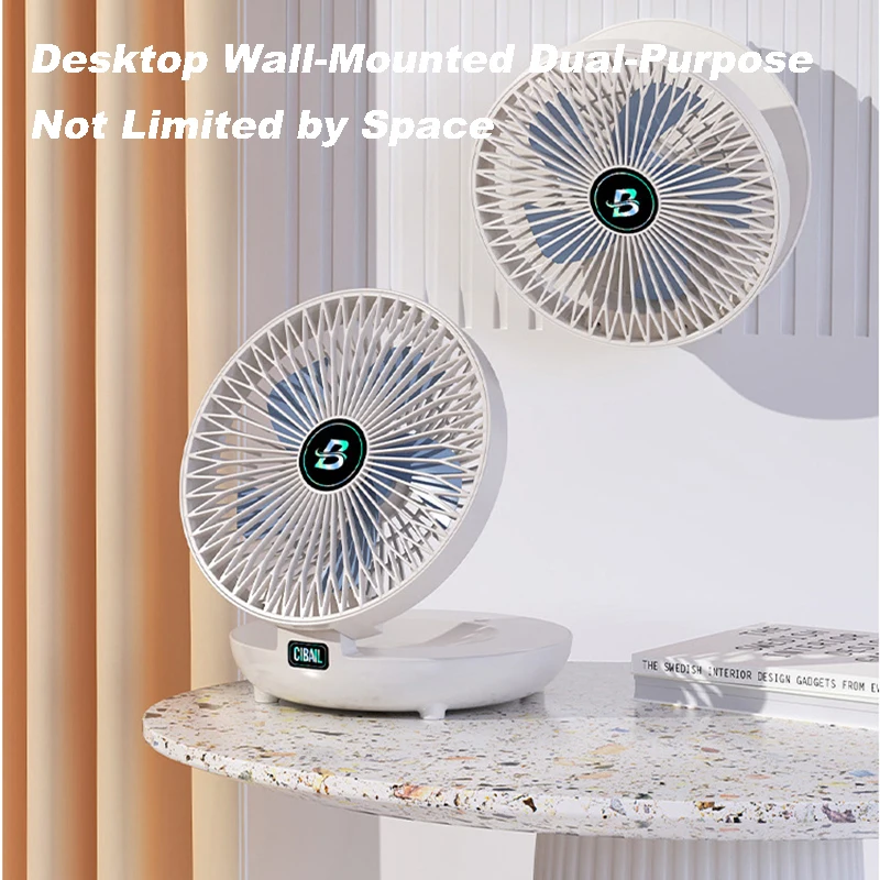 

New 1200mAh Desktop Fan Type-C Rechargeable Portable Wall-Mounted Fan 3-speed Quiet Strong wind Air Cooling Fan for Office Home