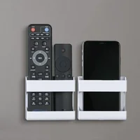 1pc Wall Mounted Mobile Phone Holder Multifunction Organizer Storage Box Remote Control Charger Stand Universal Accessories 3