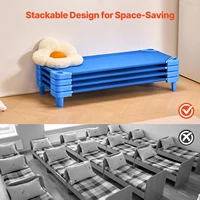 VEVOR Lit de sieste empilable pour enfant, 4 pcs, lit de couchage portable pour tout-petits, 130 x 57 cm, lit de garderie pour enfants, pour salle de classe préscolaire, pour dormir, se reposer, bleu 5