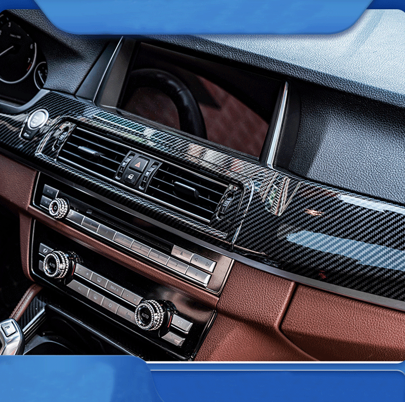 BMW 5シリーズ F10/F11 シルバーカーボン内装パネル LHD Carbon Fiber Look Interior ABS Trim Center Control Panel Trim