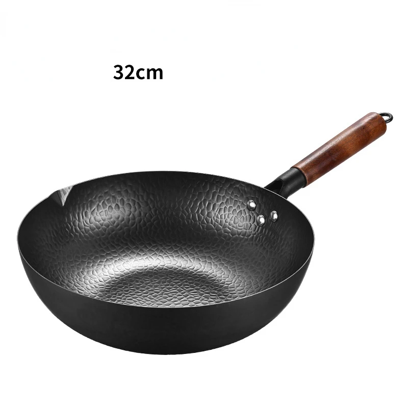 12.5 Inch Nonstick Cooking Wok Skillet Stir Fry Pan with Free-standing Lid  Round Bottom Titanium Frying Pan Kitchen Cookware - AliExpress