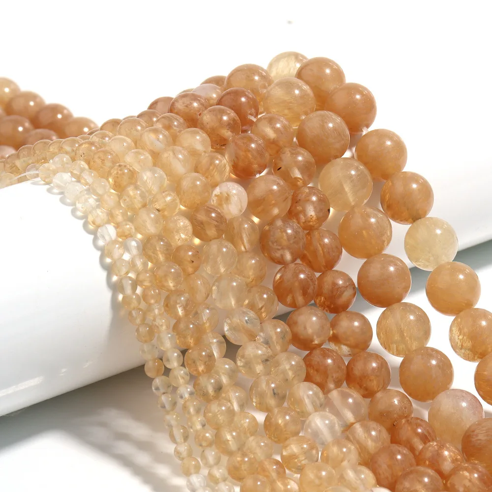 

Champagne Natural Crystal Loose Round Stone Beads for Making Jewelry Diy Handmade Necklace Bracelet Strand 4/6/8/10/12mm 15inch