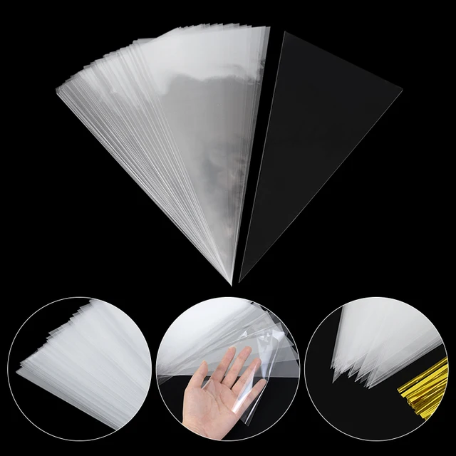 thumbnail: 100 Stks Kegelzakjes Met Lint - 16x30cm Plastic Zakjes Voor Snoep & Cadeaus