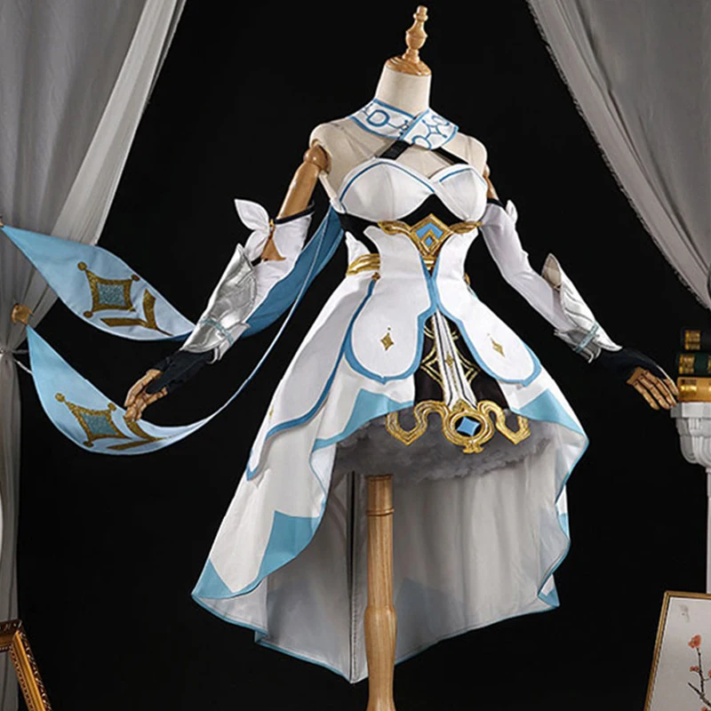 

Game Genshin Impact Traveler Lumine Cosplay Costume Accessories Suit Halloween Sexy Woman Dress Cosplays Set Party Anime Role