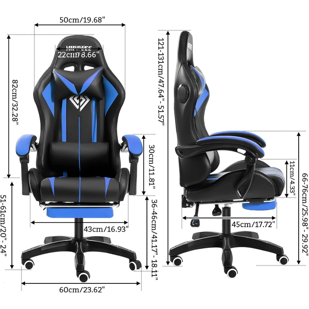 RGB Gaming Chair with Speakers Massage Computer Gaming Chair with LED Lights and Footrest High Back Video Game Chair 5