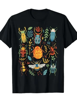 Insect Beetle Collector Entomologist Printed T-shirt Casual Crew Neck Shirt Soft and Comfortable Street Hip-hop Short Sleeve Y2K 1