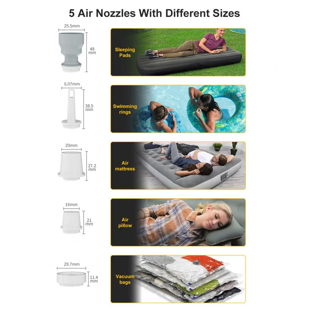 

Practical Electric Air Pump Long Battery Life Inflatable Pump One-key Inflation Camping Mattress Electric Air Pump Inflatable