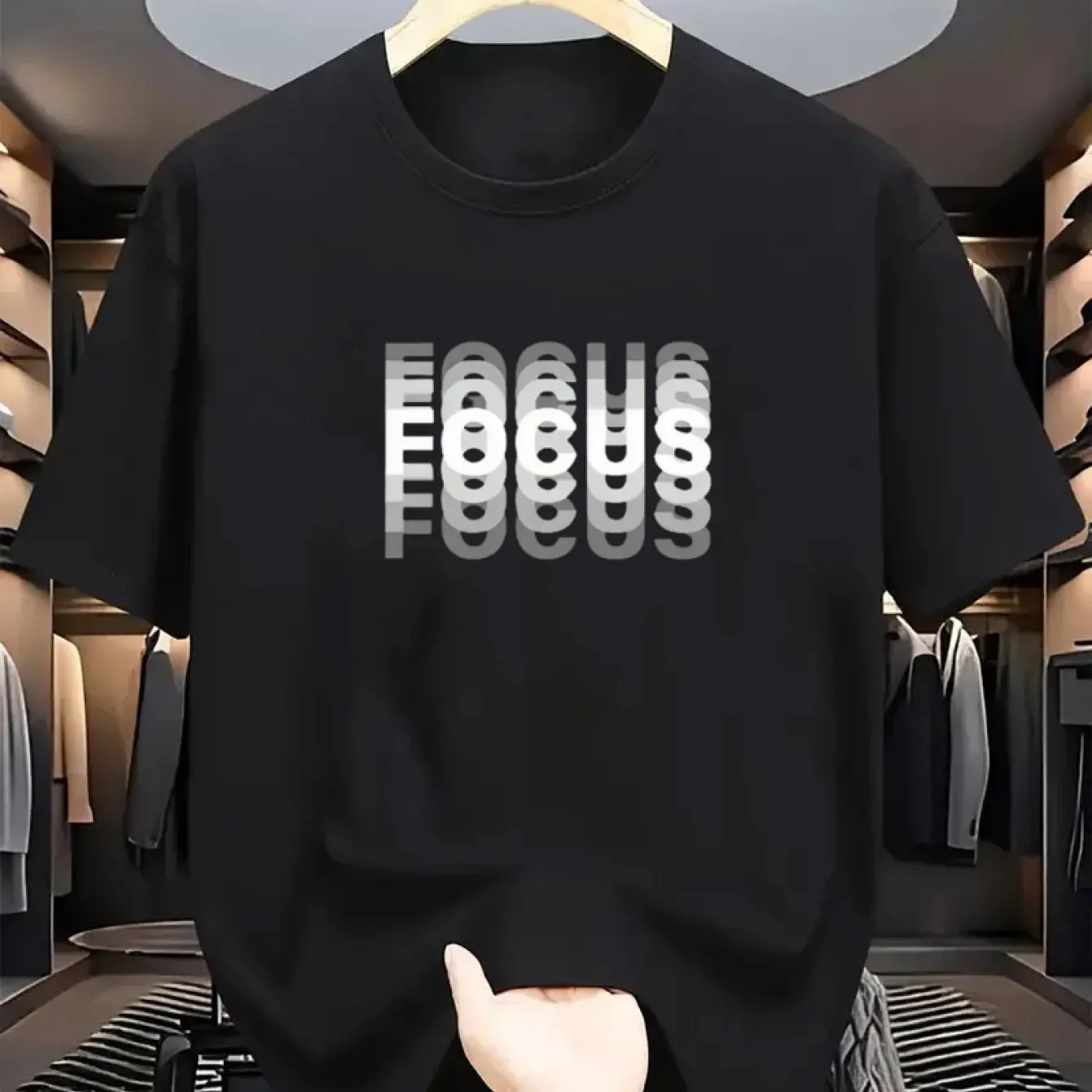 تي شيرت رجالي صيفي 100 قطن عصري كاجوال فضفاض مقاس...