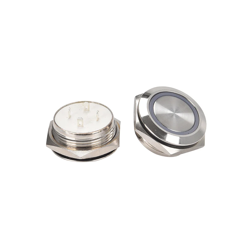 12/16/19/22/25/30mm ultra-short micro-stroke thin LED light switch 3V6V12V24V instant self-reset waterproof metal button switch