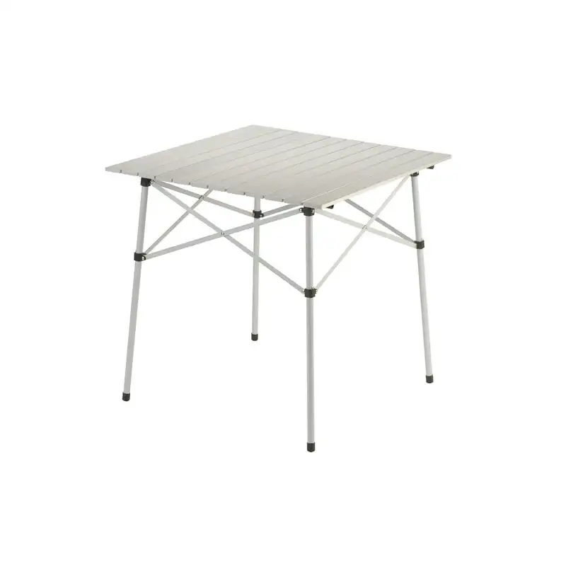 

Compact 27.6" W x 27.6" L Roll-Top Aluminum Adult Camping Table, Silver