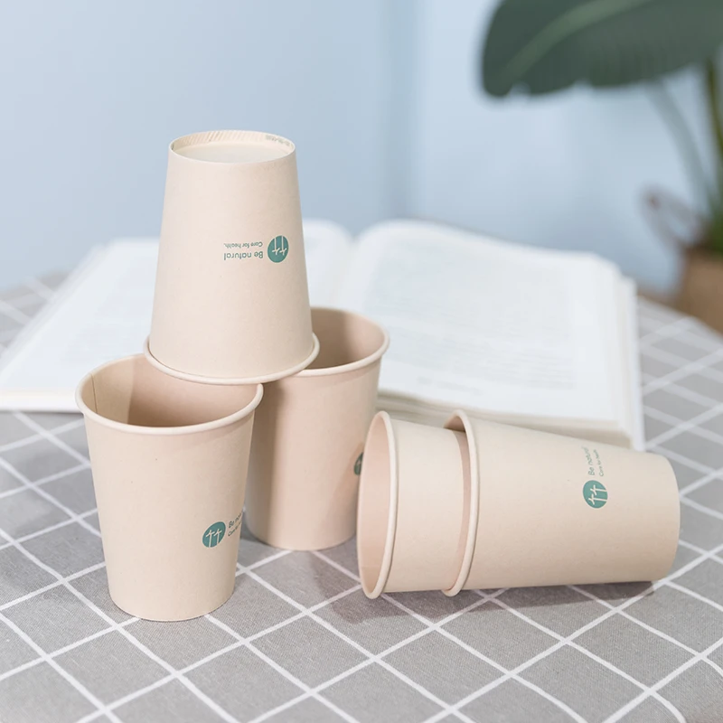 50PCS/Bag Deli 19207 Bamboo Fiber Disposable Paper Cup 250ml Office Meeling Room Cup