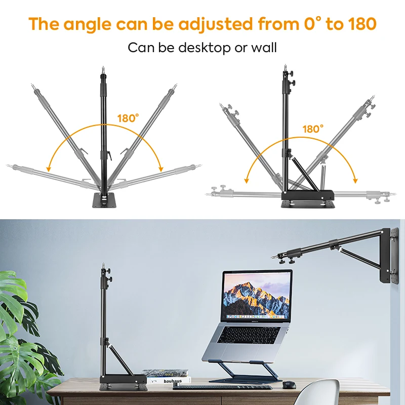 53.9inch Wall Mount Aluminium Extendable Boom Arm Light Bracket Professional Support For Photography Lights Saving Space Stand