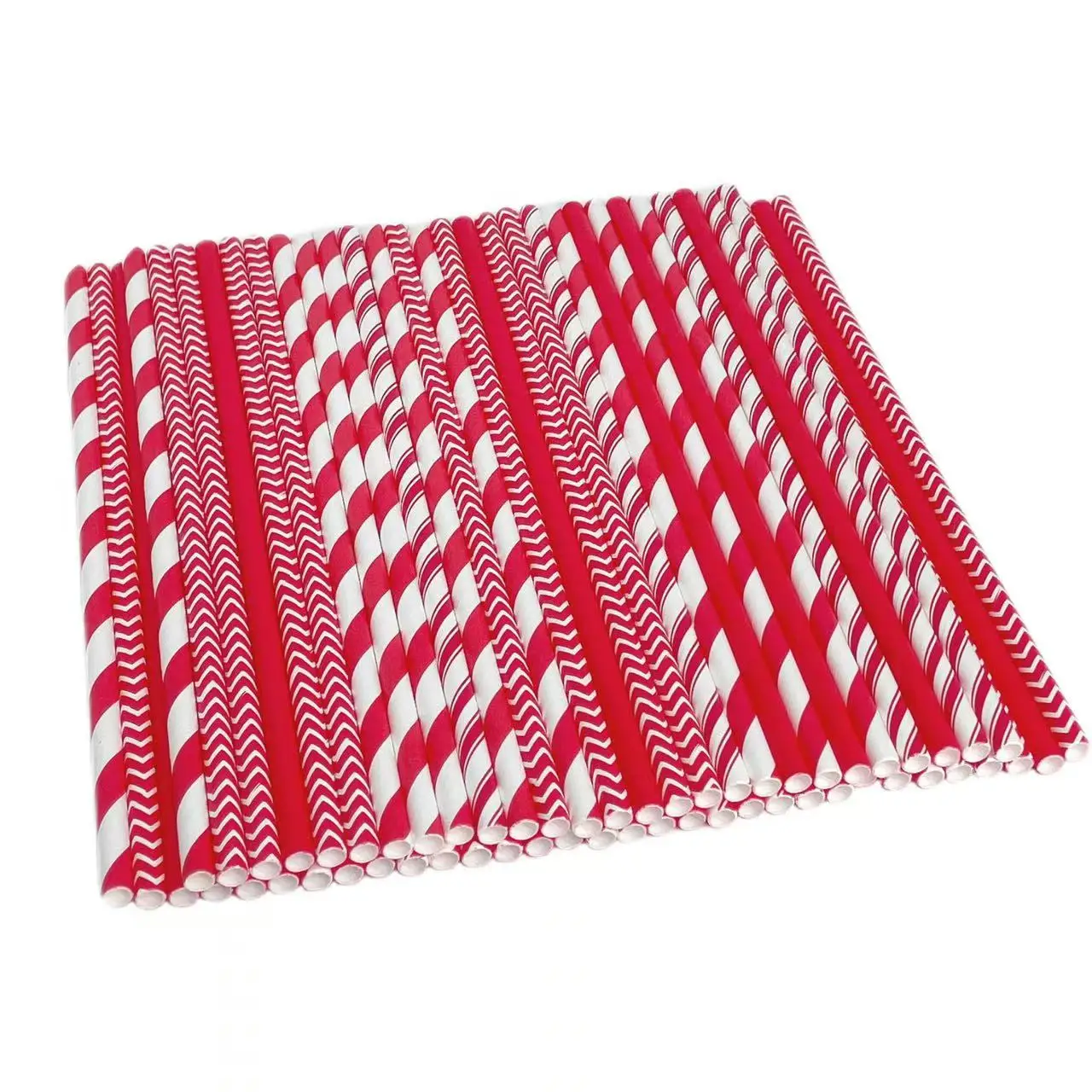 200pcs-disposable paper straws-6*197mm-available for Valentine's Day and New Year's Day-party decorations