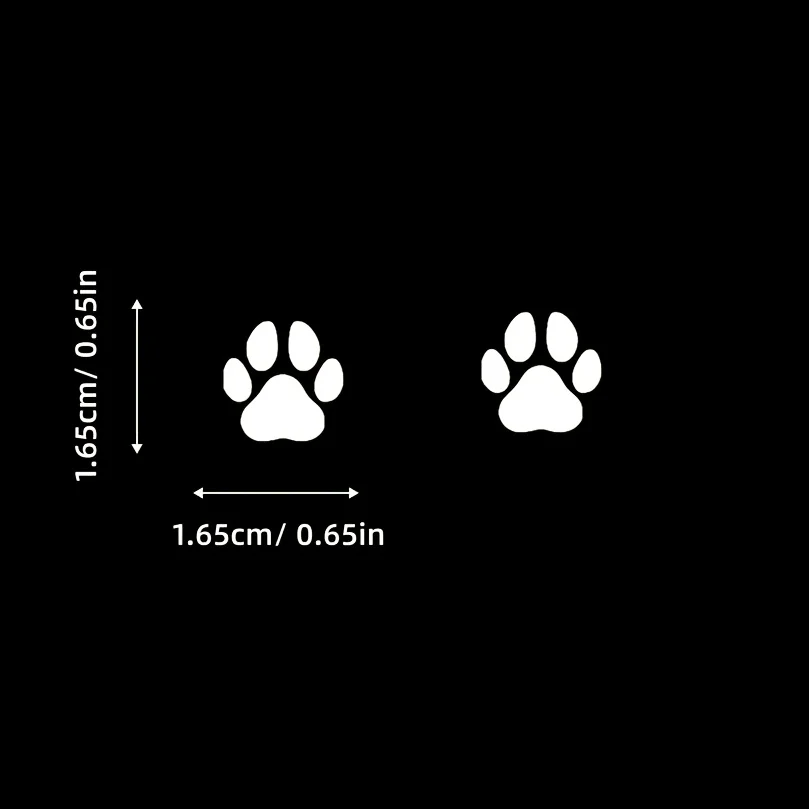 4개/세트 흰색 애완동물 발바닥 비닐 스티커 - 1.65x1.65cm 방수 장 자동차 노트북용