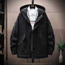 

2022Solid Color Large Patch Pocket Nylon Jacket Hooded Jacket Spring Cool and Wild Loose Fashion Brand Coat