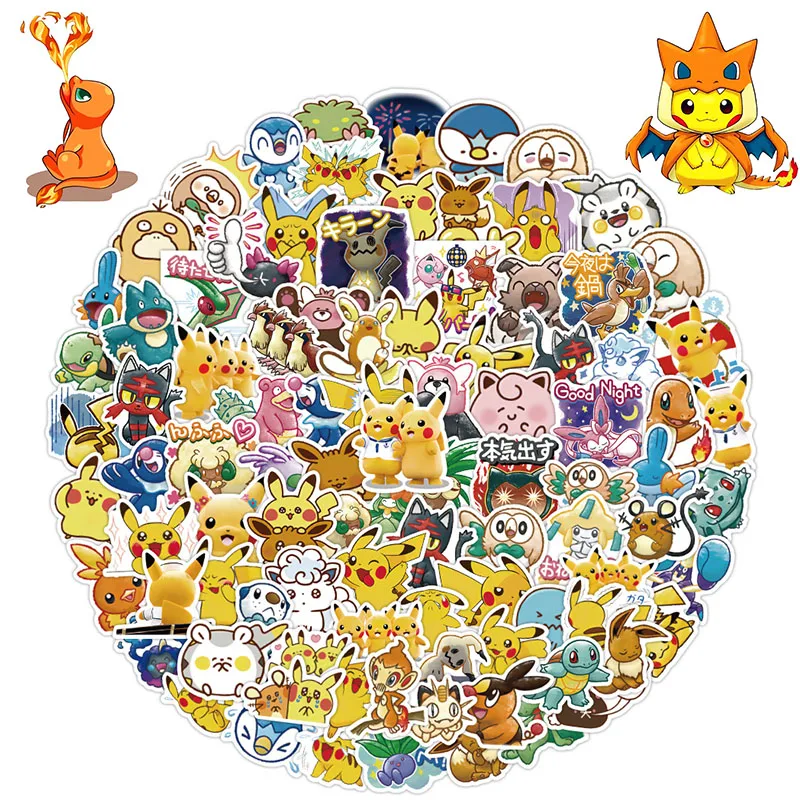 

15PCS/30PCS/60PCS Pokemon Stickers Anime Figure Pikachu Ibrahimovic Cartoon Image DIY Refrigerator/bag/car Waterproof Sticker