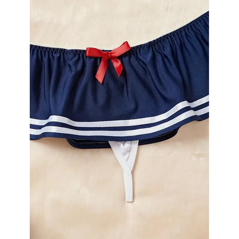 Érotique Sexy étudiant uniforme soutien-gorge et culotte ensemble sous-vêtements soutien-gorge Transparent ensembles exotiques Sexy string femme porno Lingerie femmes Costume