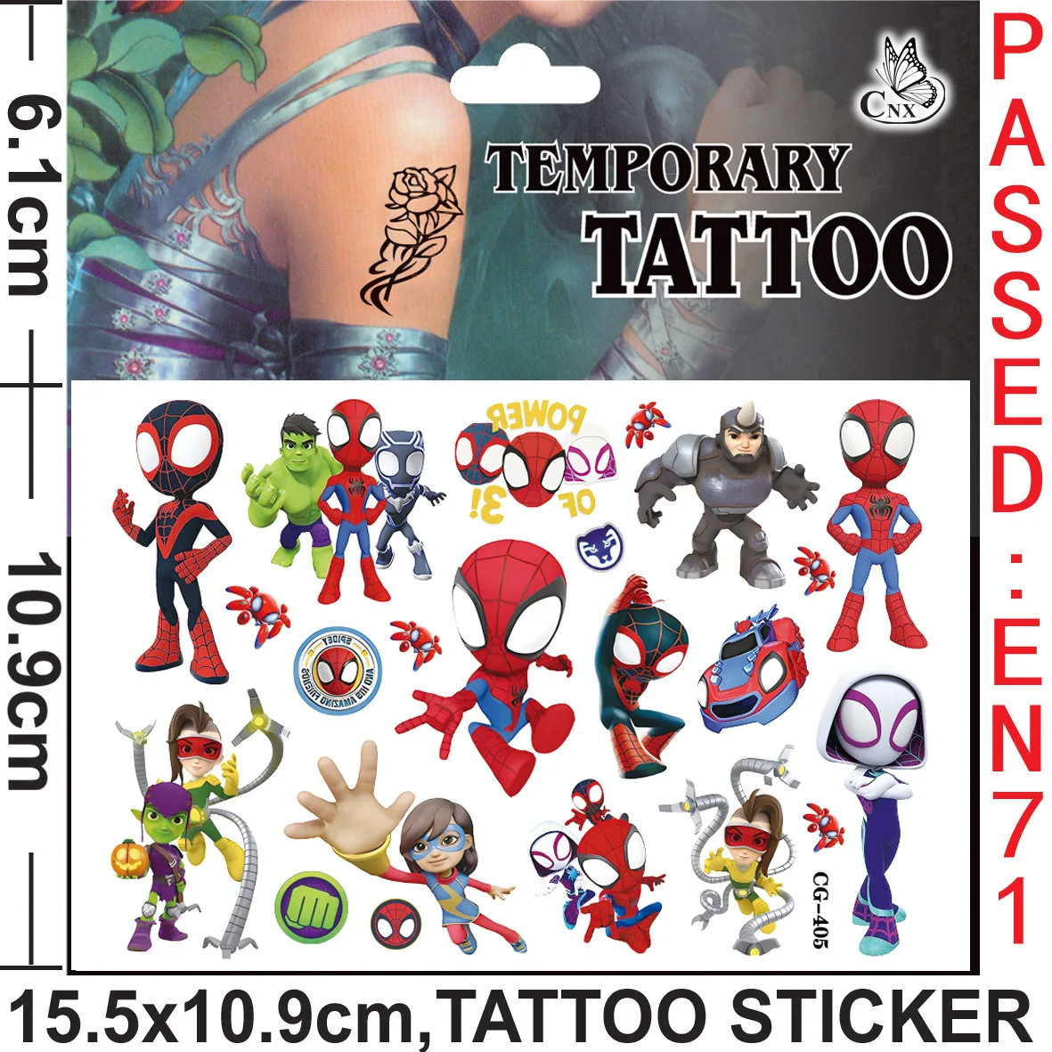 Spidey And His Amazing Friends Temporary Tattoos 1Pcs For Birthday Party Supplies Favors Cute Tattoos Stickers Decoration
