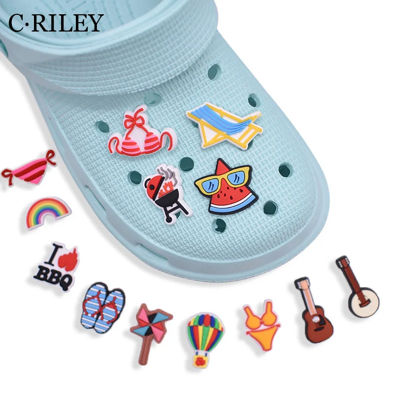

13 Pcs Summer BBQ Beach Bikini PVC Shoe Charms Clogs Buckle Accessories Cute Decoration Croc Shoe Charm Sandals Women Gifts