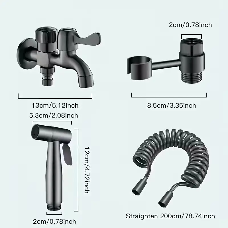 1Set of Dual-Purpose Faucet with Spray Gun for Balcony Washing Machine, Bathroom and Toilet Sink FaucetWall-Mounted Installation