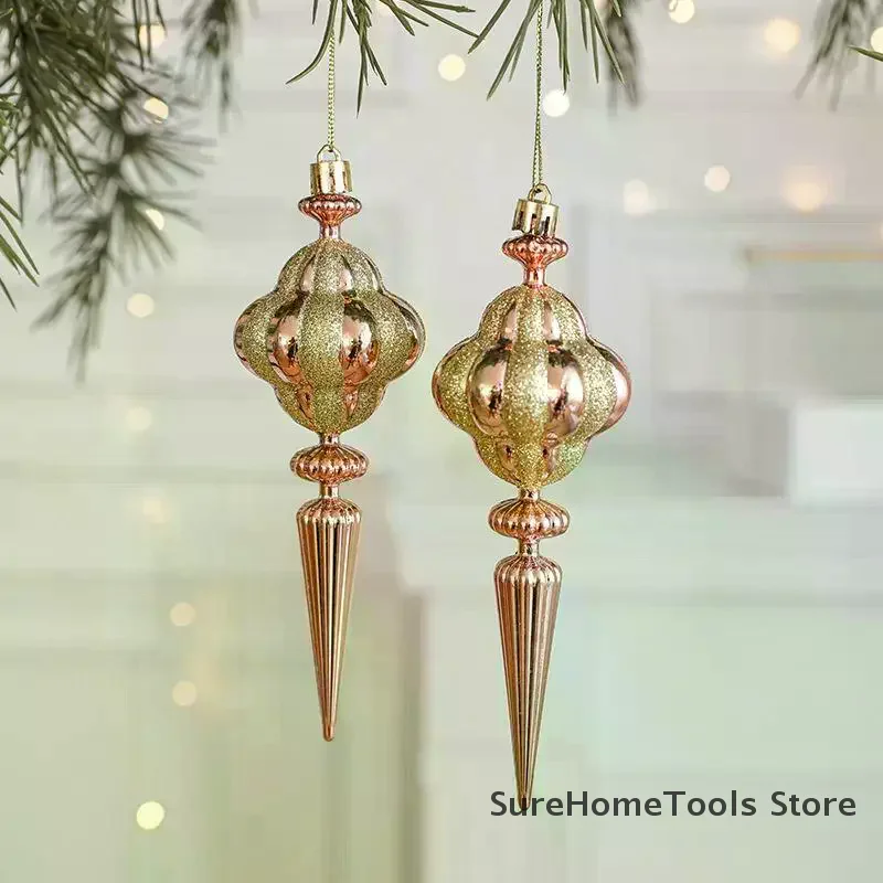 2PCS Red&white Christmas Hanging Decoration Plastic Santa Clause Christmas Tree Ornament Festival Party Supplies Xmas Baubles