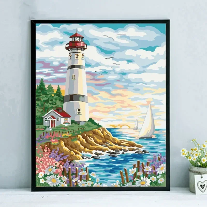 

21962-FZ- Diy landscape figures and animals hand-painted digital oil painting set