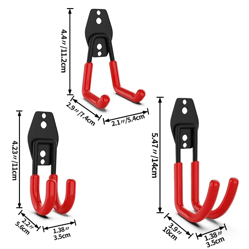 Heavy-Duty Wall-Mounted Non-Slip Metal Hook Set for Garage and Garden Tool Storage