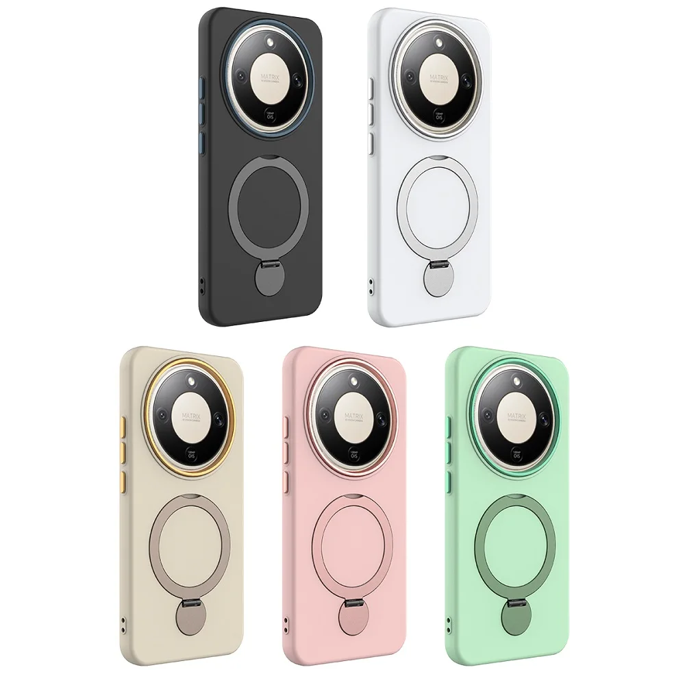 Solid Color Shockproof Skin Feel Ring Bracket Phone Case