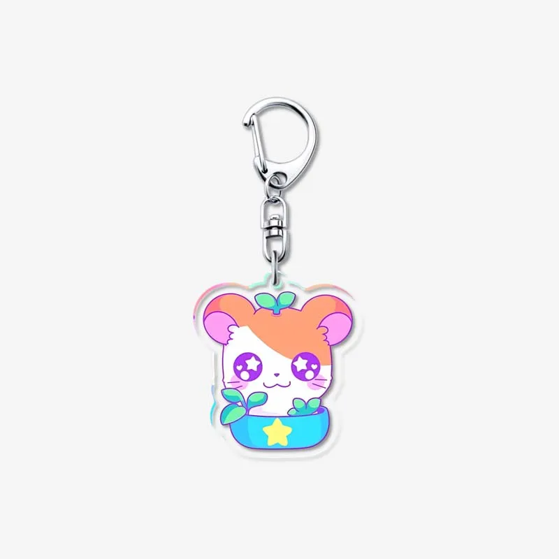 Anime Hamtaro Keychain Cute double sided Custom Acrylic Keychain pendant animation accessories Cartoon Key Ring Gift for Friends