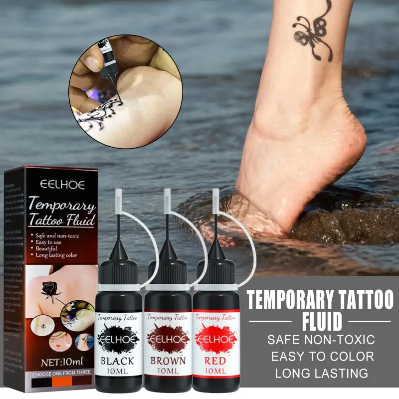 Dynamic Triple Black Pigment Tattoo Ink Temporary Tattoo Ink DIY Color Drawing Teng Henna Set For Body Painting 10ml