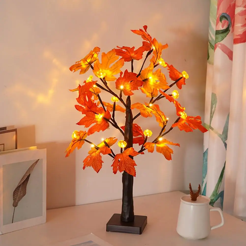 

Fall Maple Leaf Lamp Autumn Tree Decoration Battery Operated Fall Maple Tree Lamp with Adjustable 24led Light for Thanksgiving
