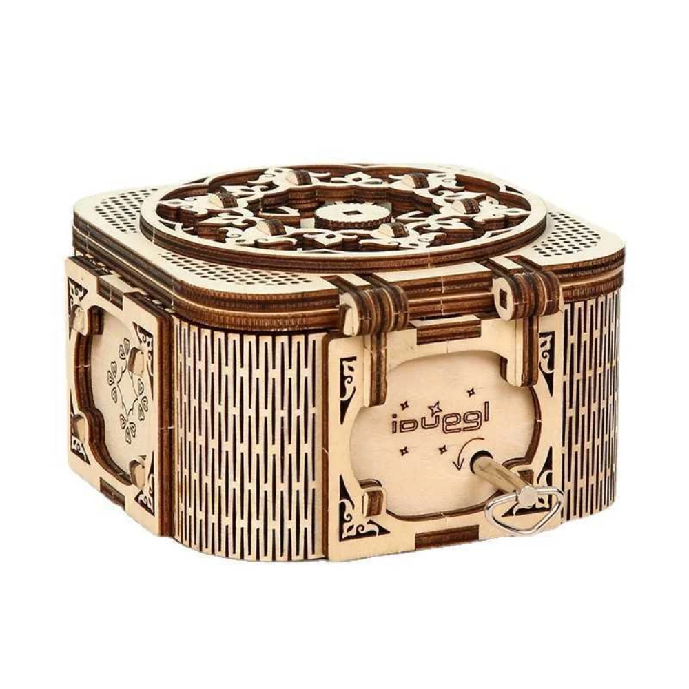 

3D Wood Music Cue Box Puzzles Toys Set Kids & Adult DIY Assembling manual Clockwork Building Blocks Laser Cut for Storage Case