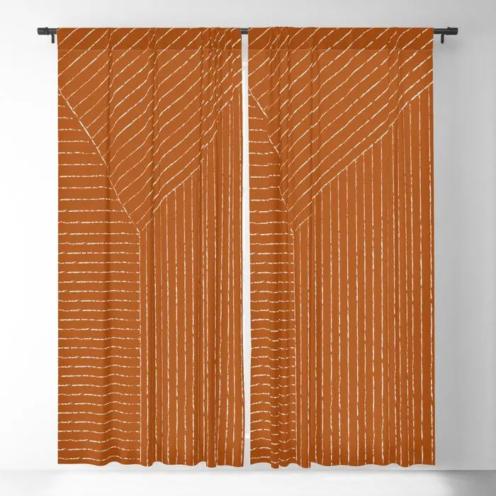 

Lines (Rust) Blackout Curtains 3D Print Window Curtains For Bedroom Living Room Decor Window Treatments