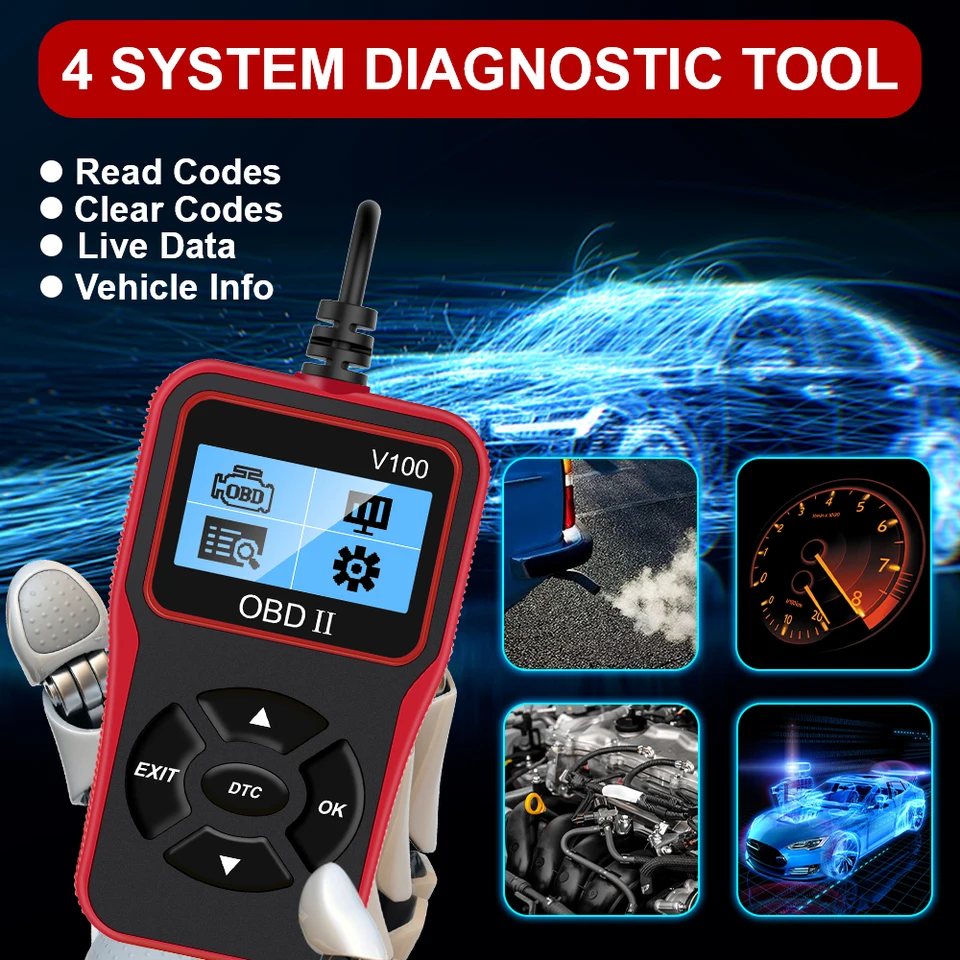 Scanner OBD2 V100 - Lecteur De Code Auto Universel - Diagnostic Moteur, Affichage Numérique - Pas De Batterie Requise