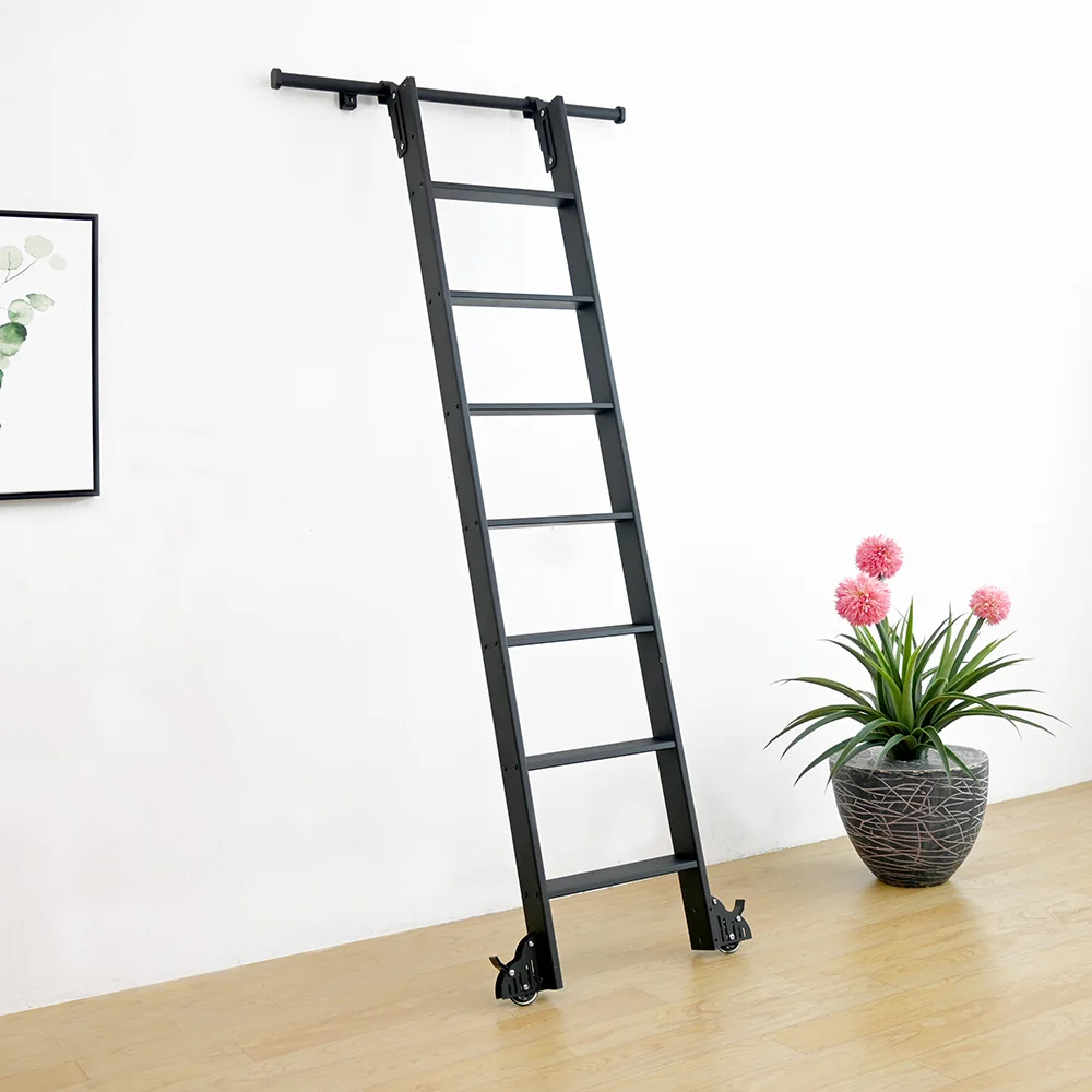DIYHD 2M Hook on Rolling Library Ladder Hardware,Attic Sliding Ladder Hardware(No Ladder)