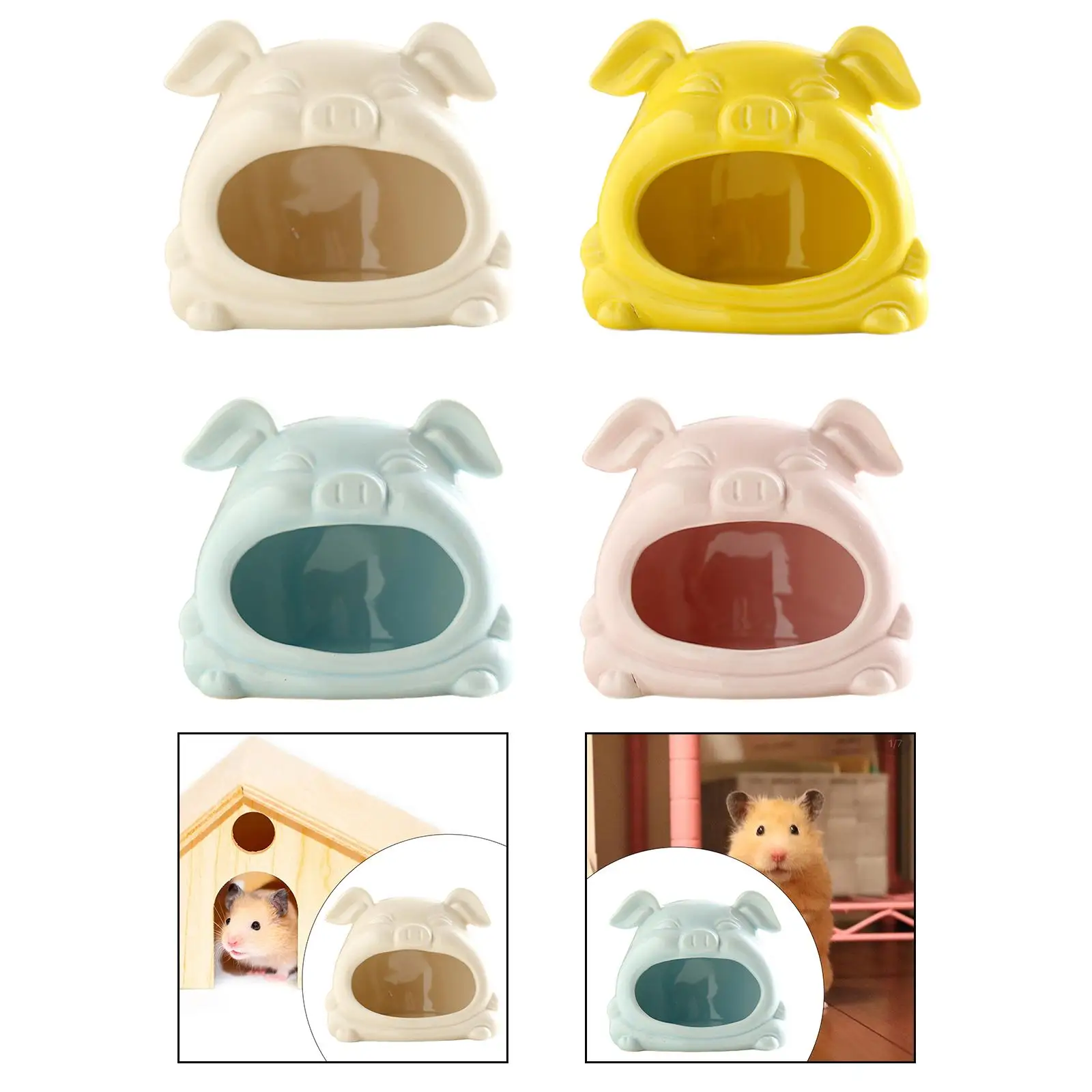 Ceramic Hamster Habitat Hideout Cartoon Outdoor Hamster House Pet Bed for Gerbils Hedgehog Lemmings Other Small Pet Squirrel