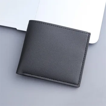New Men Short PU Leather Wallet Simple Solid Color Thin Male Credit Card Holder Small Money Purses Business Foldable Wallet NEW 1