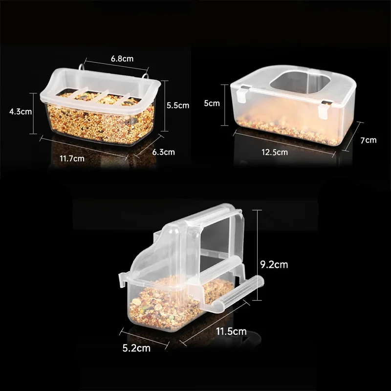 Bird Cage Feeder Transparent and Durable Plastic Parrot Feeding Box Hanging Bowl Box Parrot Feeder Large Capacity Food Trough Sp bird feeder parrot feeder