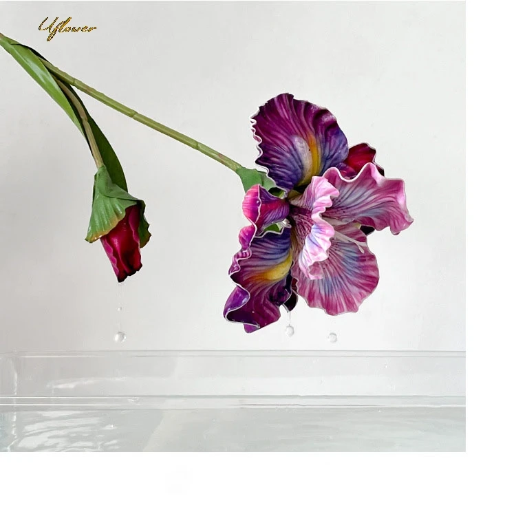 Uflower 45 cm künstliche Blume, Rosenstrauß, Iris, Alice, EVA-Gefühl, künstliche Blume, Hochzeit, Heimdekoration, rosa, weiße Kamelie, Blumen-Geschenk – Detail 24