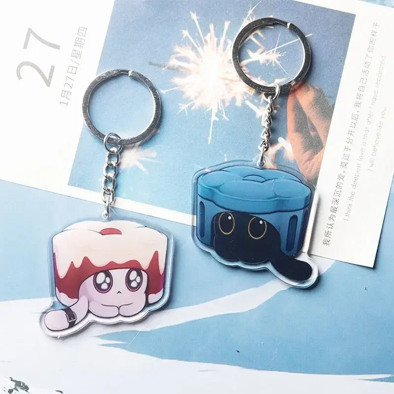 Honkai:스타 레일 Ruan Mei의 창조 동물 선택 고양이 케이크 아크릴 키 체인 스트랩 매는 밧줄 휴대 전화 케이스 액세서리
