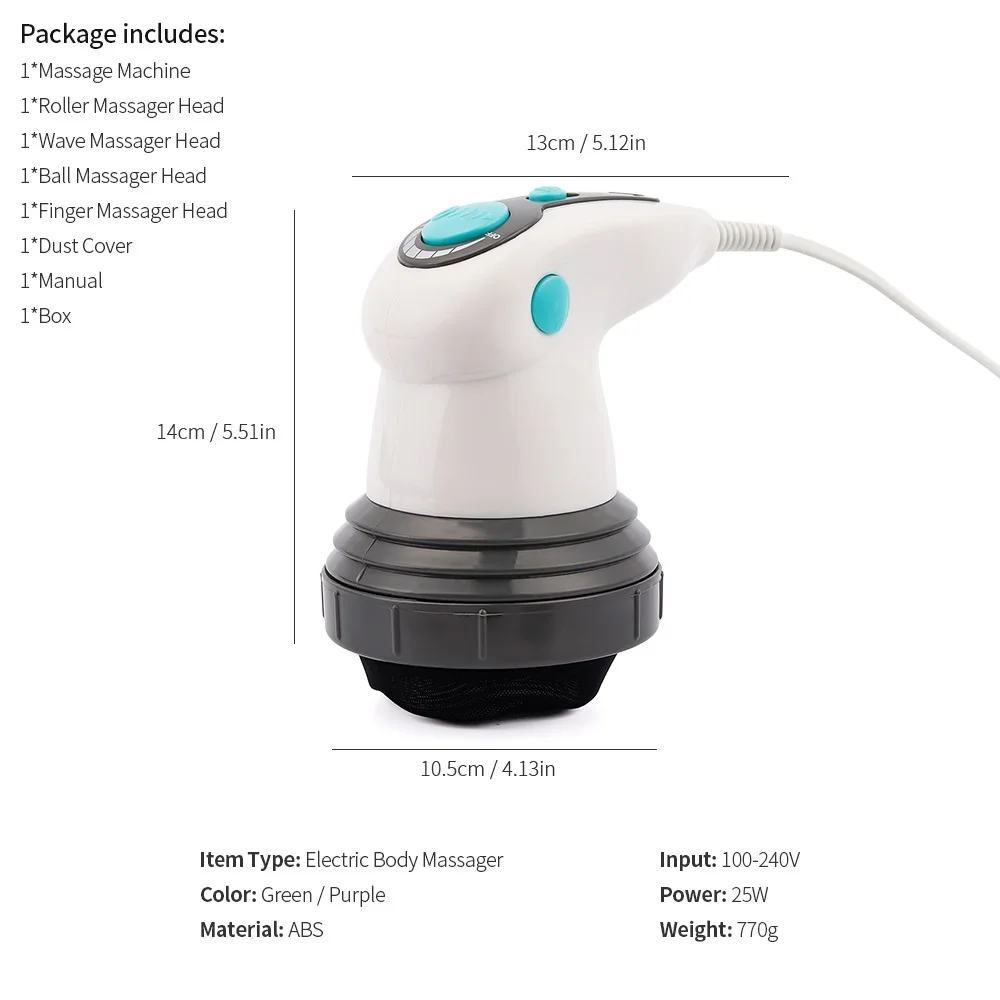 Dispositivo de masaje adelgazante profesional 4 en 1 para tonificar, quemar grasa corporal, reducir peso, celulitis, cintura, brazos y piernas._voghion.com